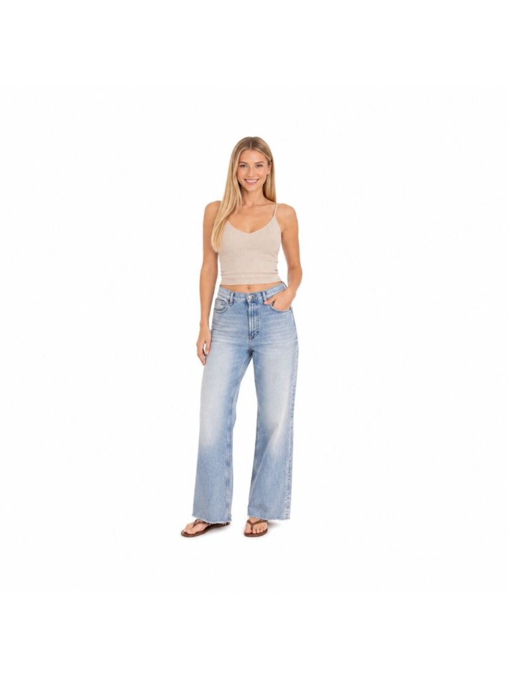 ZARA Size 6 Light Wash Wide Leg High Waisted  Jeans Denim